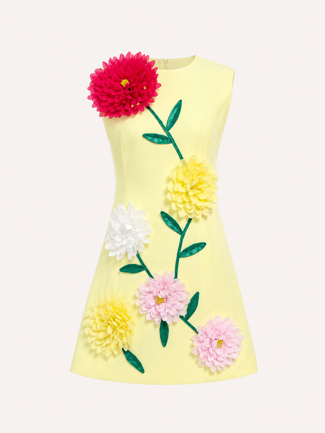 Château Élégance Fleur d’Or 3D Floral Mini Dress