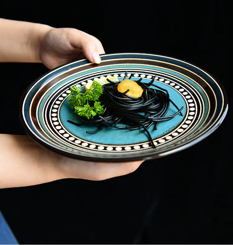 Atelier Indigo Plate — Hand-Painted Ceramic with Artistic Glaze