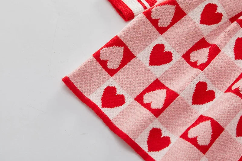 Château Élégance – Girls Knit Sweater Dress with Heart Motif