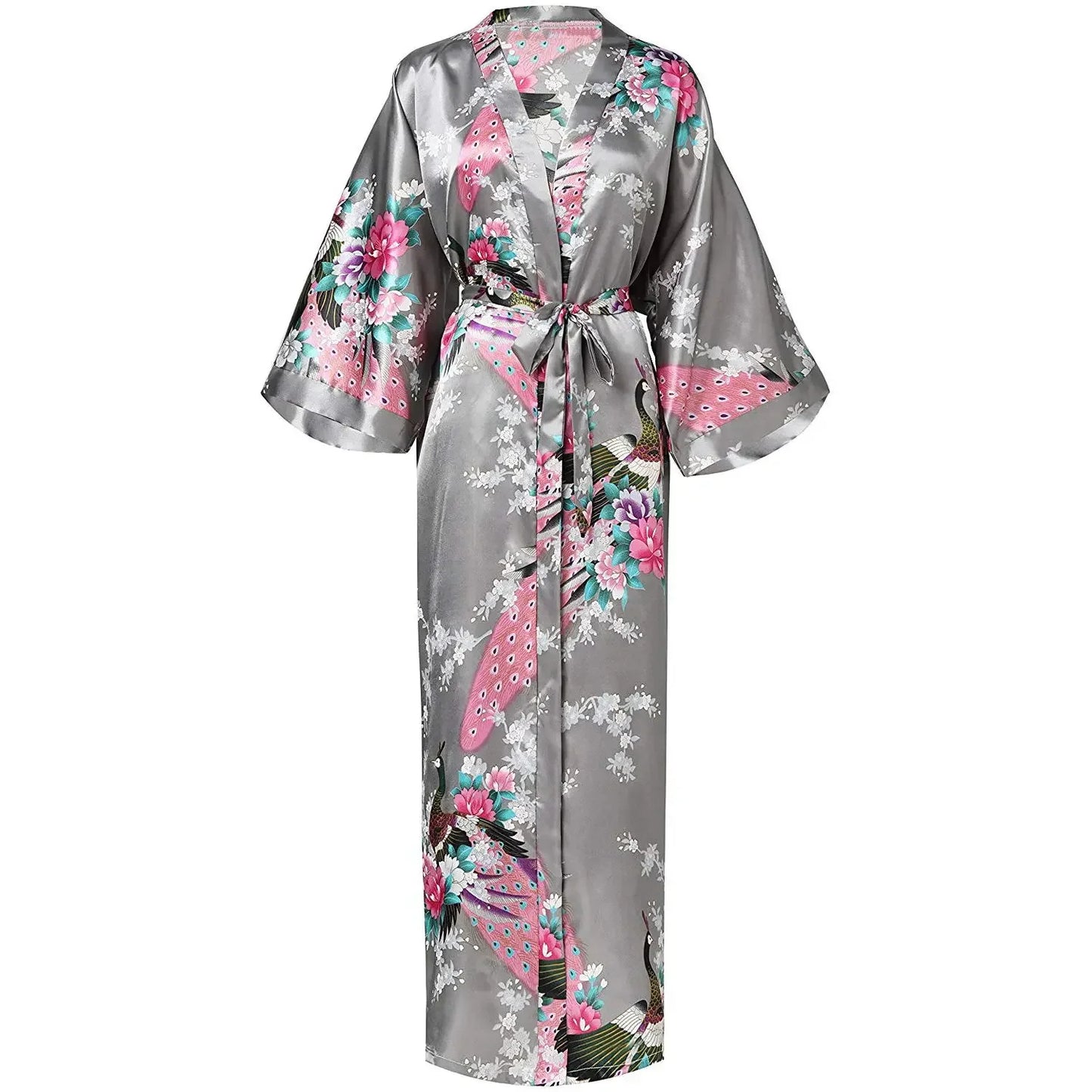 Jardin de Nuit Robe – Château Élégance
Floral Satin Kimono Robe with Silken Tie