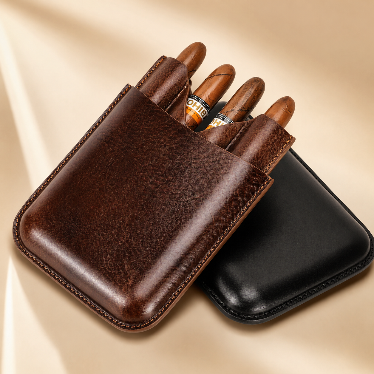 Château Élégance® Windsor Reserve™ – Men’s Leather Cigar Case for 4 Cigars