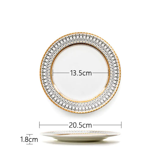 Ligne Dorée European Porcelain Plate with Gold Trim