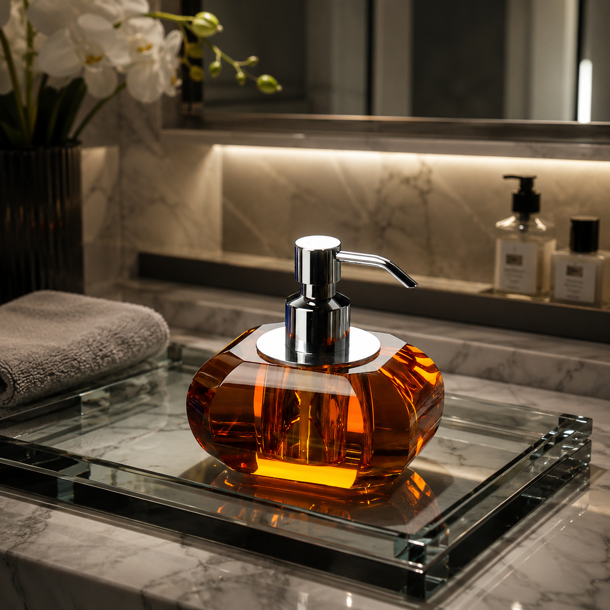 Crystal Élan™ — Sculptural Crystal Soap Dispenser