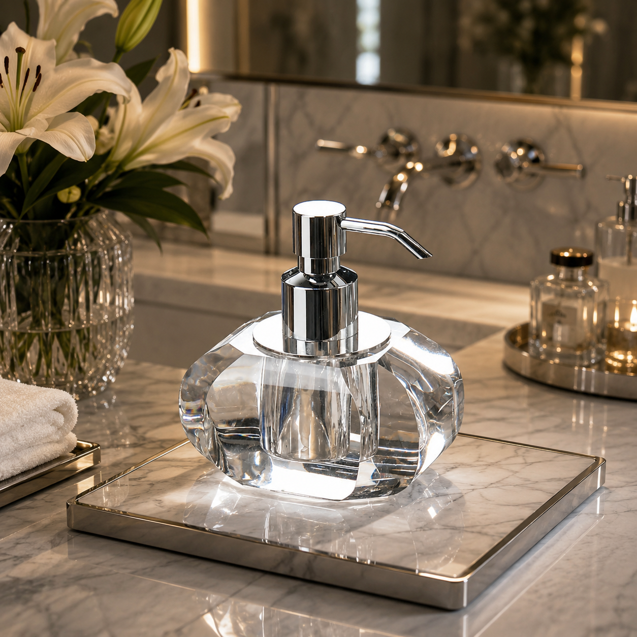 Crystal Élan™ — Sculptural Crystal Soap Dispenser