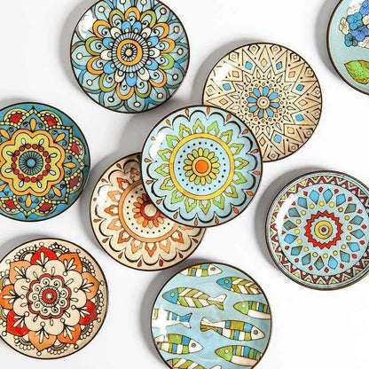 Mosaïque Soleil Plate — Hand-Painted Ceramic Art Plate