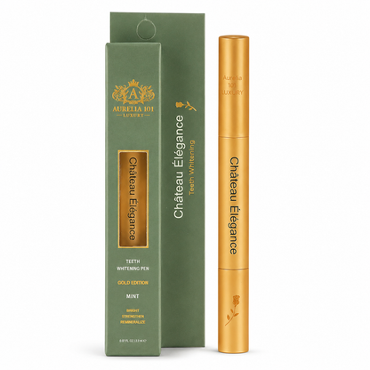 Château Élégance Gold Edition Teeth Whitening Pen – Peroxide-Free Pap Formula – Gentle Mint Whitening Ritual – 2 ml