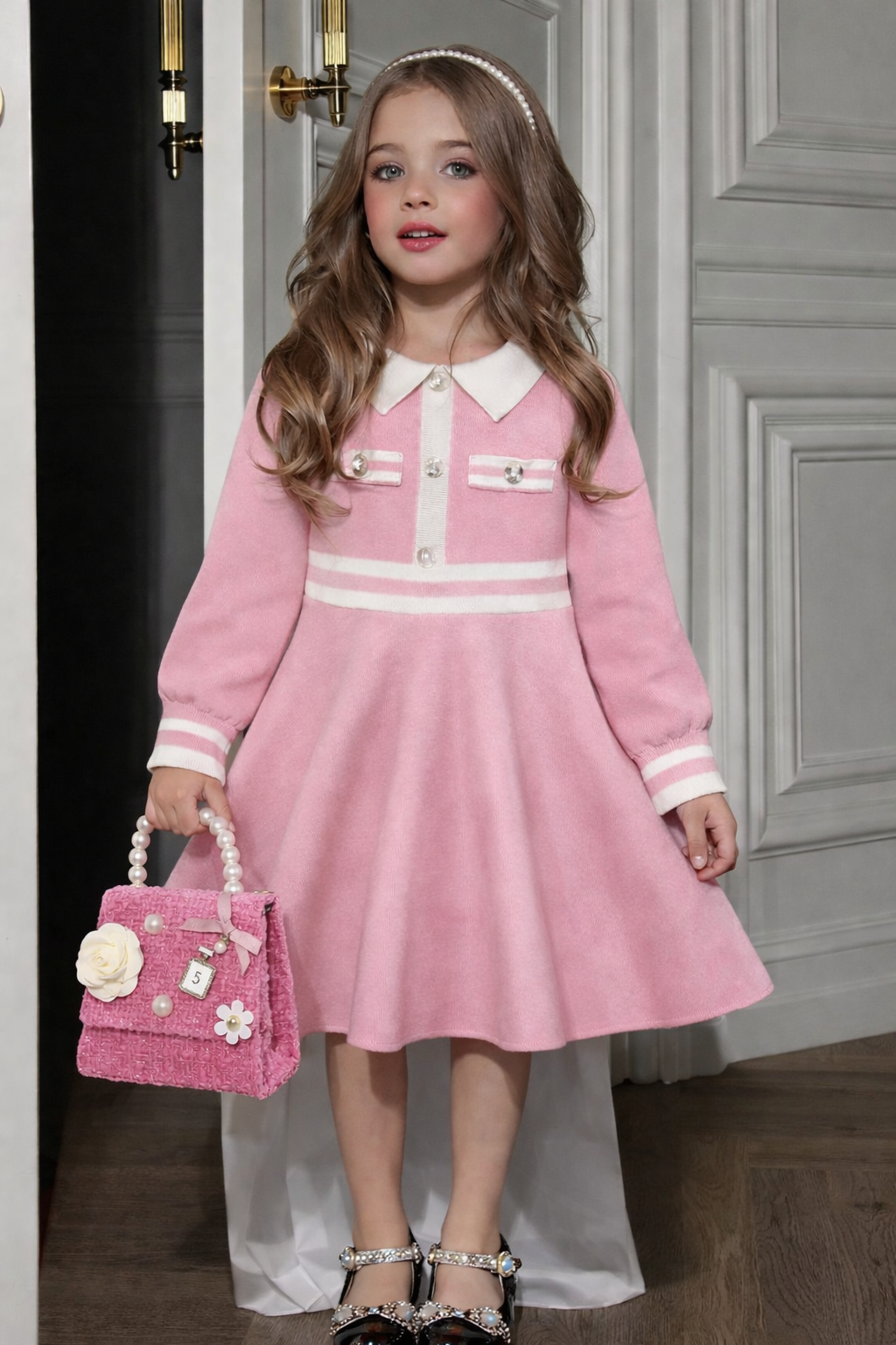 Girls’ Classic Knit Dress – Winter Elegance