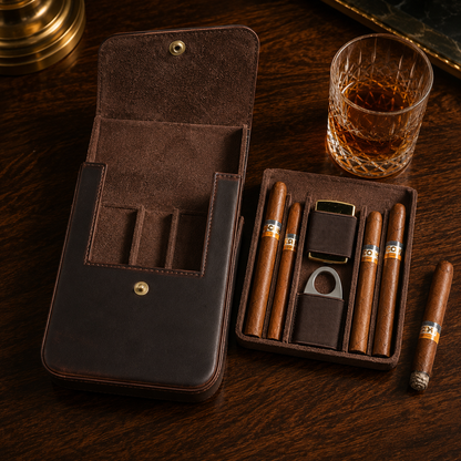 Château Élégance® Windsor Reserve™ – Men's Leather Travel Cigar Case