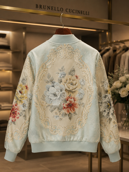 Château Élégance Glacier Blue Floral Beaded Jacket
