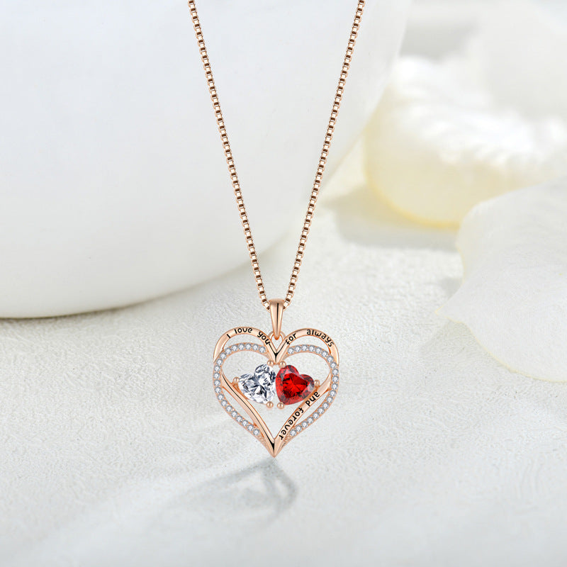 Double Love Heart Necklace · 925 Sterling Silver