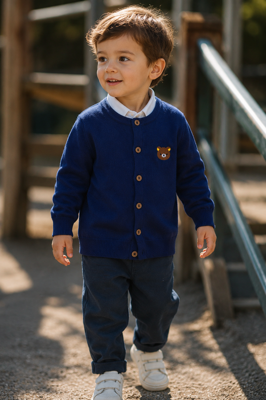 Château Élégance Petit Gabriel Kids Bear Knit Cardigan