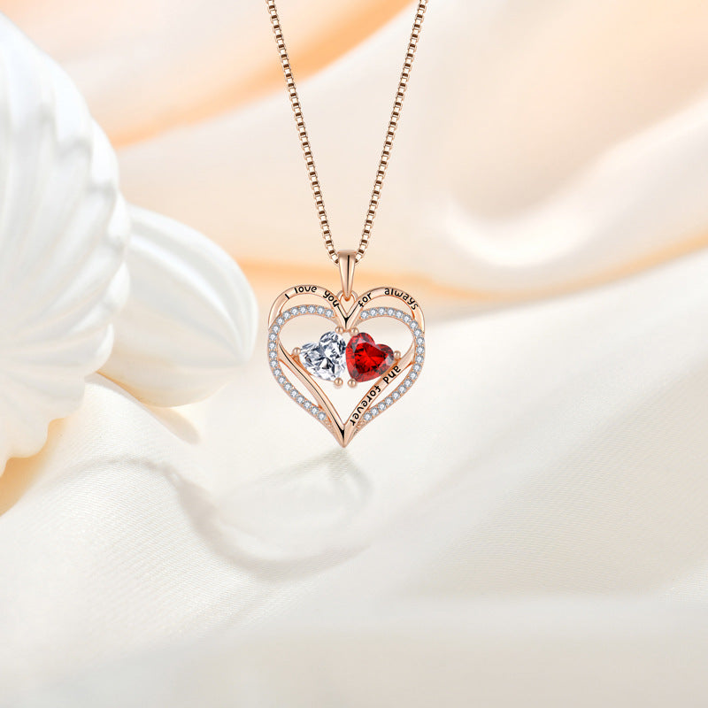 Double Love Heart Necklace · 925 Sterling Silver