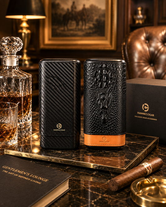 Château Élégance Noir Héritage luxury leather cigar humidor in Noir Sauvage.