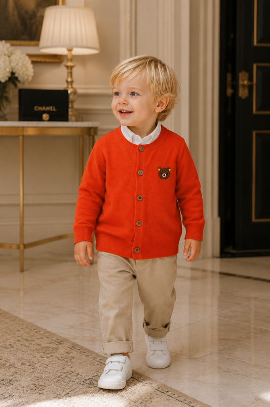 Château Élégance Petit Gabriel Kids Bear Knit Cardigan