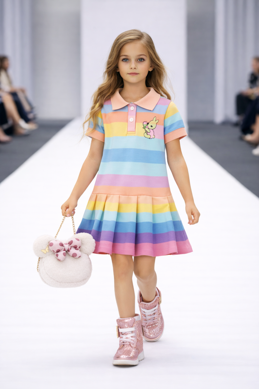 Château Élégance Bébé – Riviera Stripe Everyday Dress