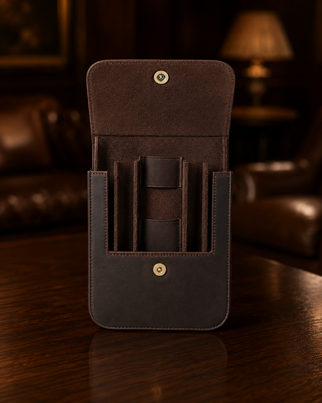 Château Élégance® Windsor Reserve™ – Men's Leather Travel Cigar Case