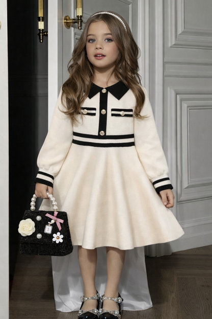 Girls’ Classic Knit Dress – Winter Elegance
