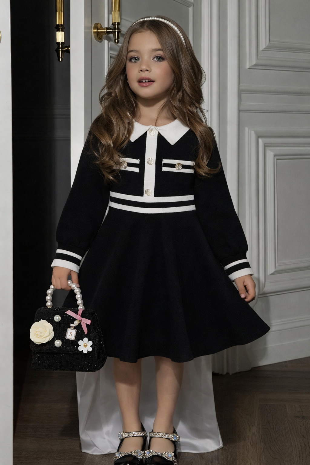 Girls’ Classic Knit Dress – Winter Elegance