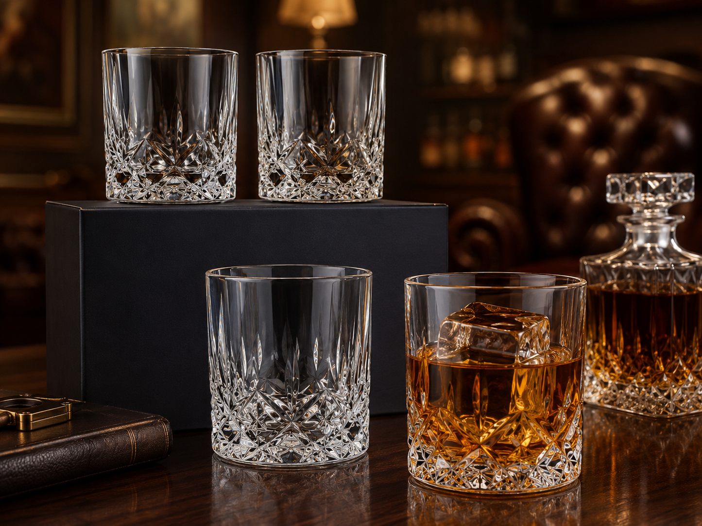 Château Élégance® Crown Cellar™ Men's Crystal Whisky Tumblers Set of 4