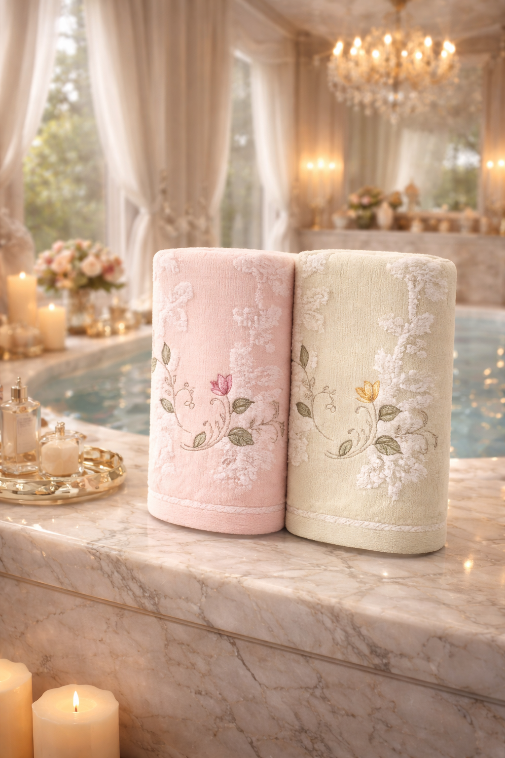 Serviette Fleur de MaisonHand Towel — Château Élégance