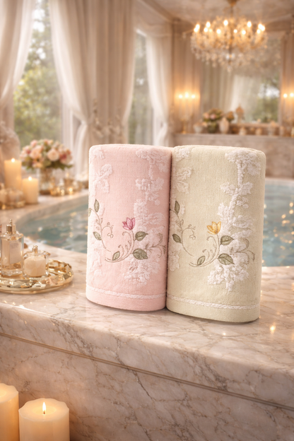 Serviette Fleur de MaisonHand Towel — Château Élégance