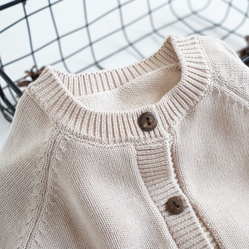 Fine Cotton Knit Cardigan with Embroidered Motif