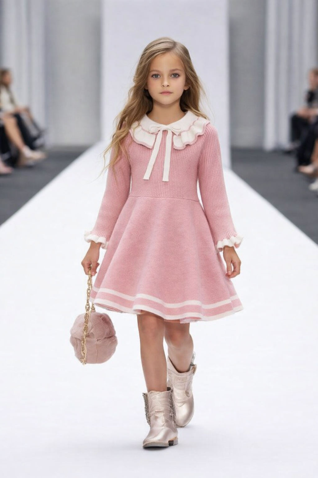 Robe Tricotée Élégance – Rose Poudré