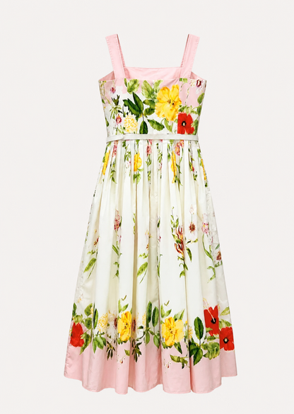 Château Élégance Fleur Cotton Midi Dress for Women