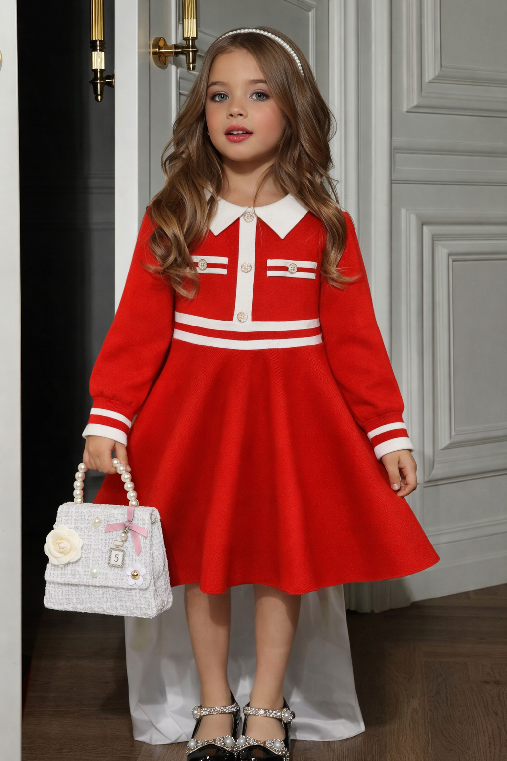 Girls’ Classic Knit Dress – Winter Elegance