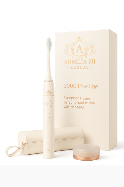 Luxuriöse elektrische Zahnbürste mit blauer LED – Aurelia 101 SmileFix Prestige Power Brush (Obsidian Edition)