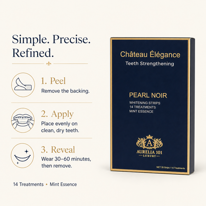 Château Élégance Pearl Noir Whitening Strips – Mint Essence – 14 Treatments