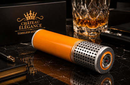 Château Élégance Cigar Tube Humidor for Men Metal Case