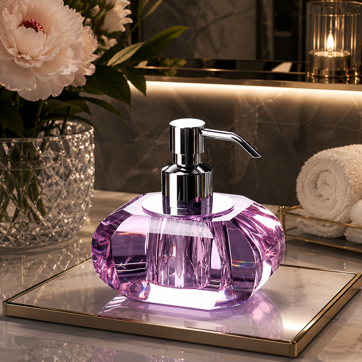 Crystal Élan™ — Sculptural Crystal Soap Dispenser
