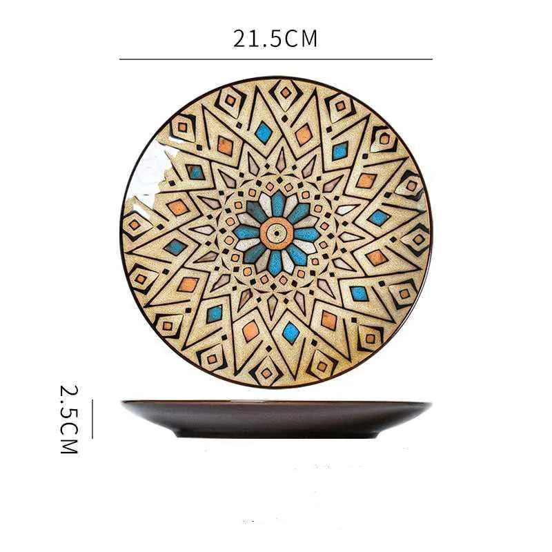 Mosaïque Soleil Plate — Hand-Painted Ceramic Art Plate