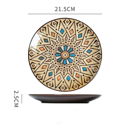 Mosaïque Soleil Plate — Hand-Painted Ceramic Art Plate