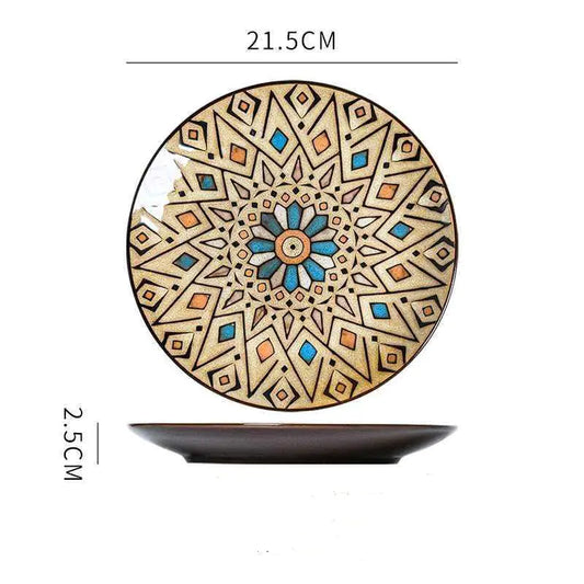 Mosaïque Soleil Plate — Hand-Painted Ceramic Art Plate
