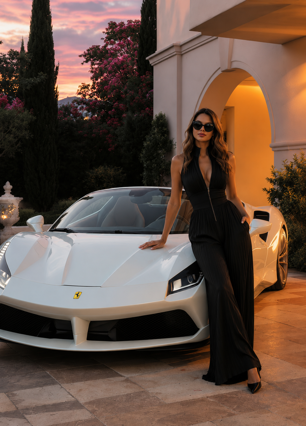 Château Élégance Chiffon Wide-Leg Jumpsuit