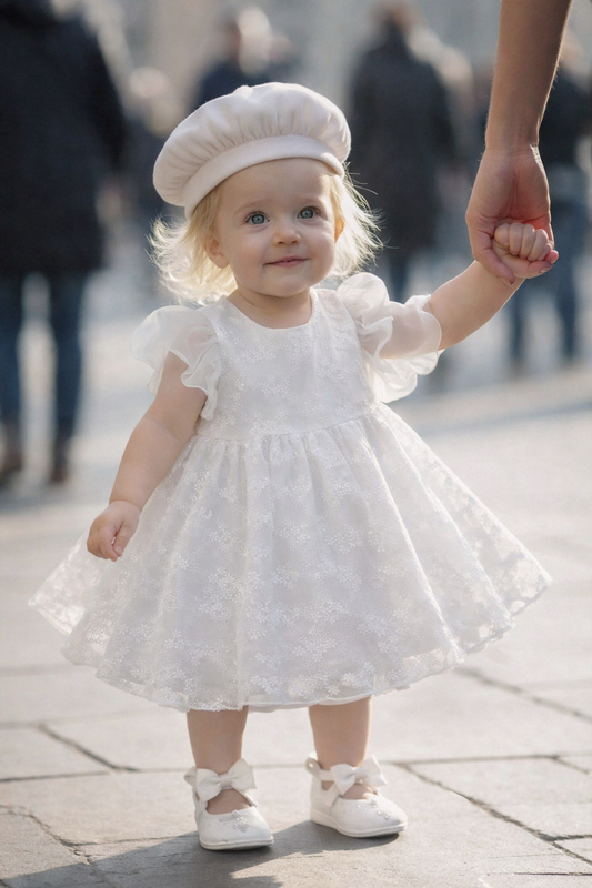 Château Élégance Bébé – Cotton Lace Dress for Timeless Celebrations