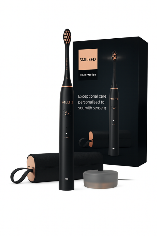 Luxuriöse elektrische Zahnbürste mit blauer LED – Aurelia 101 SmileFix Prestige Power Brush (Obsidian Edition)