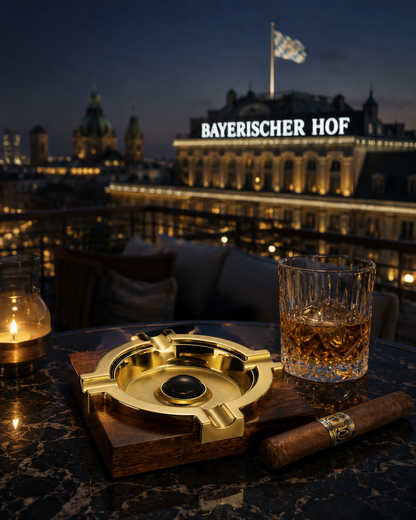 Château Élégance Gilded Wood Cigar Ashtray
