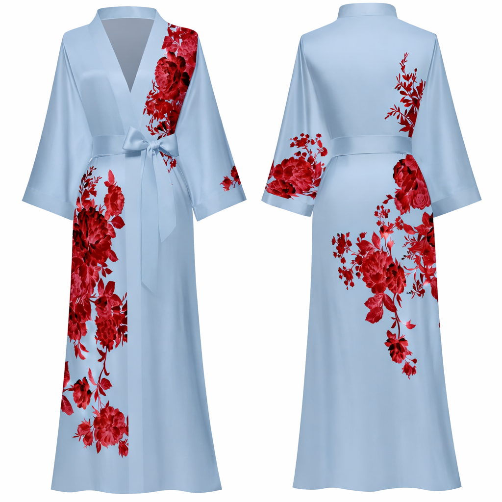 Jardin de Nuit Robe – Château Élégance
Floral Satin Kimono Robe with Silken Tie