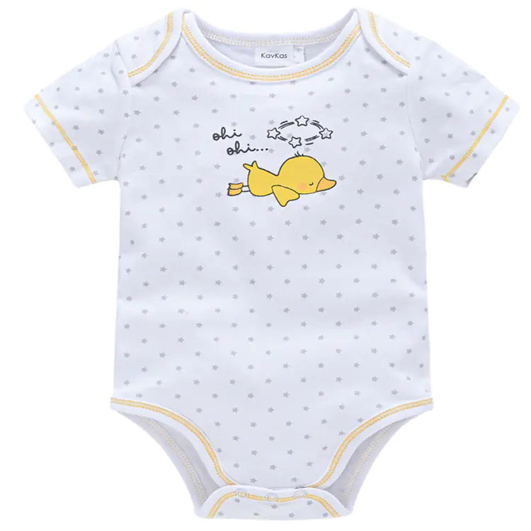 Château Élégance Bébé – Starry Cotton Baby Bodysuit, Short Sleeve