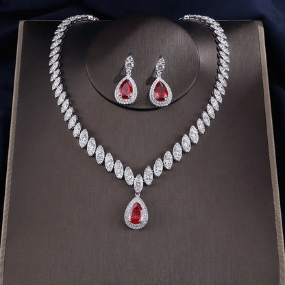 L’Éclat Rouge – Luxury Crystal Zircon Jewellery Set
