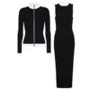 “Élégance Contour Set — Sculpted Knit Dress & Cardigan Duo”