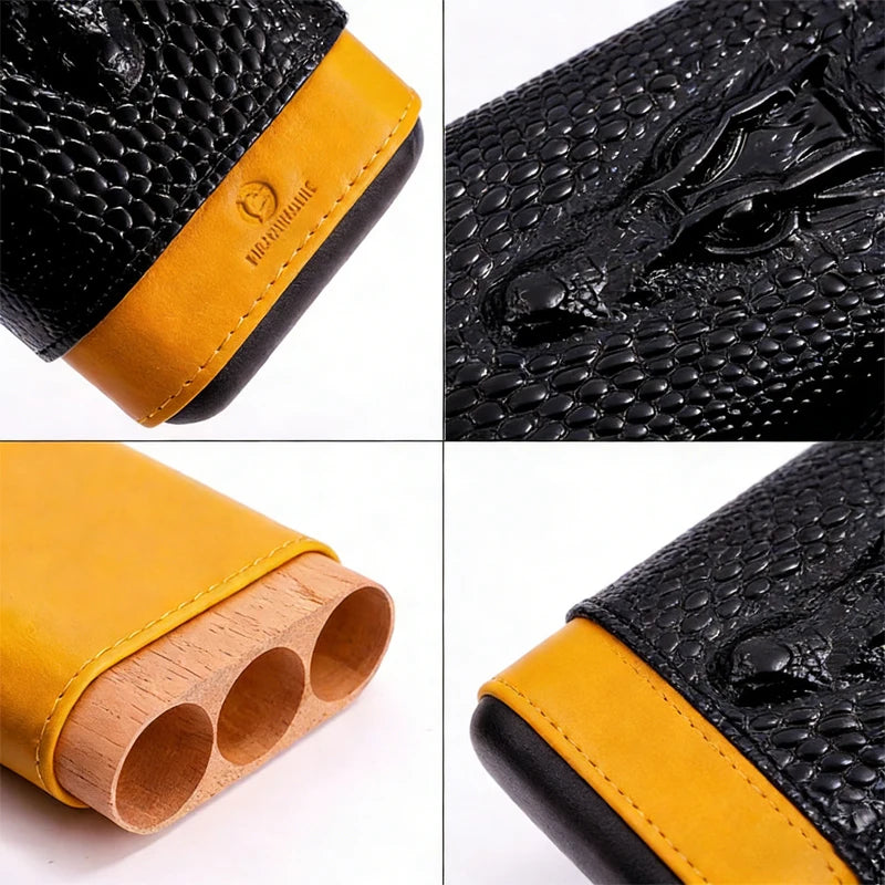 Château Élégance® Noir Héritage™ – Architectural Leather Travel Humidor