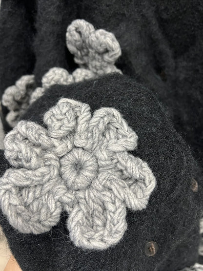 Floral Appliqué Knit Cardigan