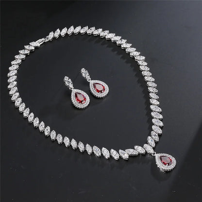 L’Éclat Rouge – Luxury Crystal Zircon Jewellery Set