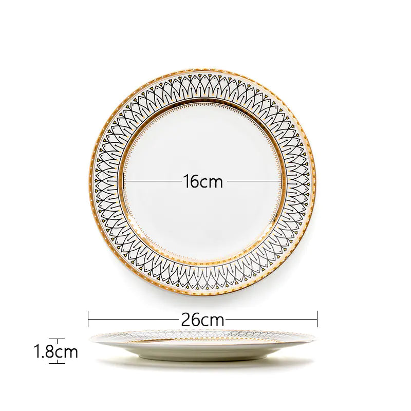 Ligne Dorée European Porcelain Plate with Gold Trim