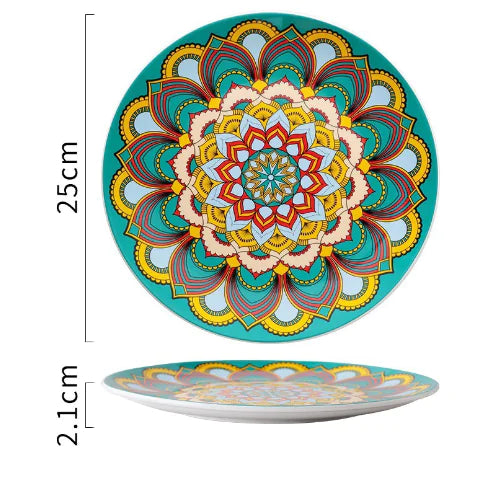 Mosaïque Soleil Plate — Hand-Painted Ceramic Art Plate