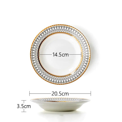 Ligne Dorée European Porcelain Plate with Gold Trim